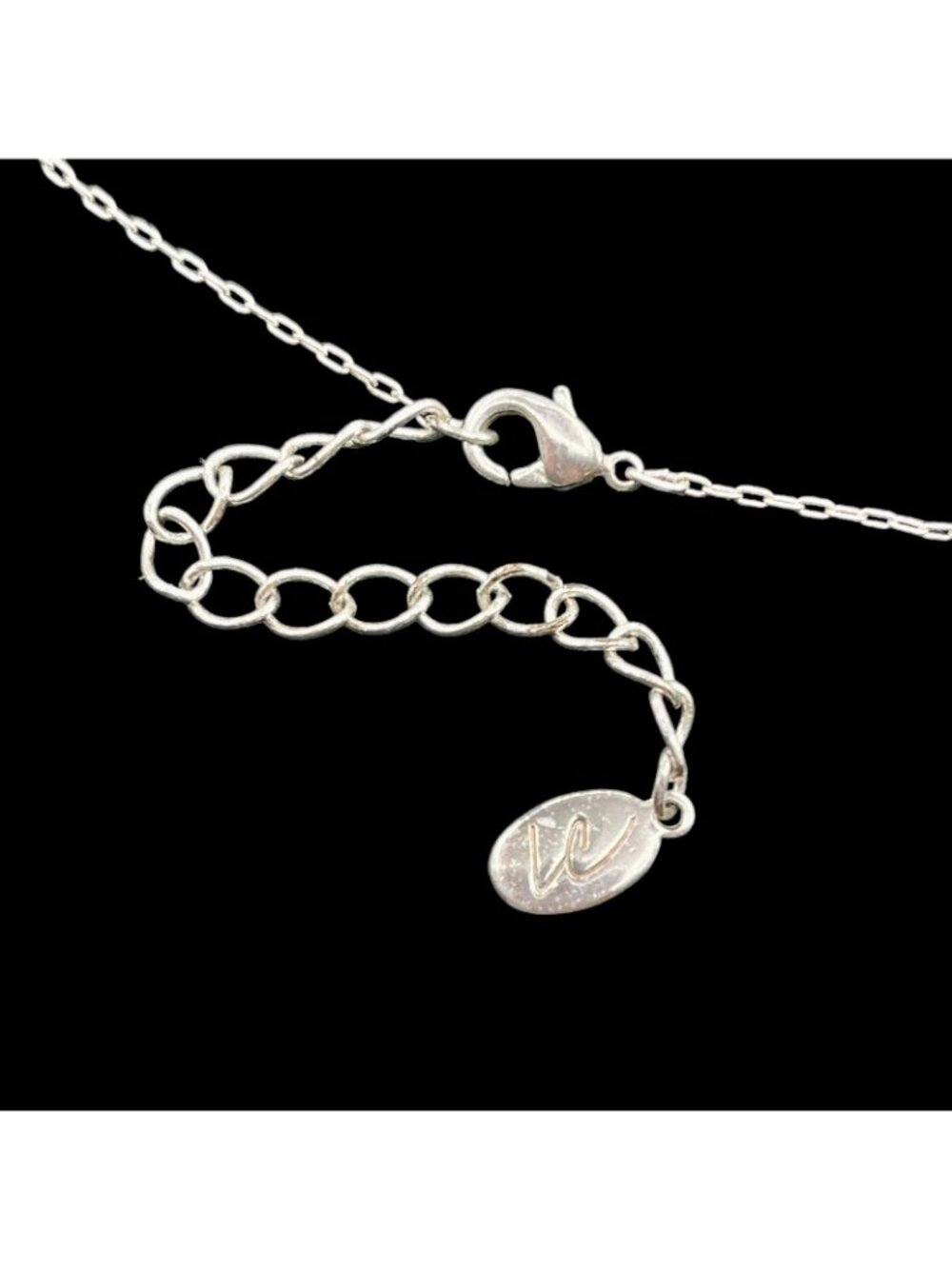 Multi Strand Necklace Stack Chain + Faux Pearl Crystal Silver Tone Vtg LC - Picture 7 of 9